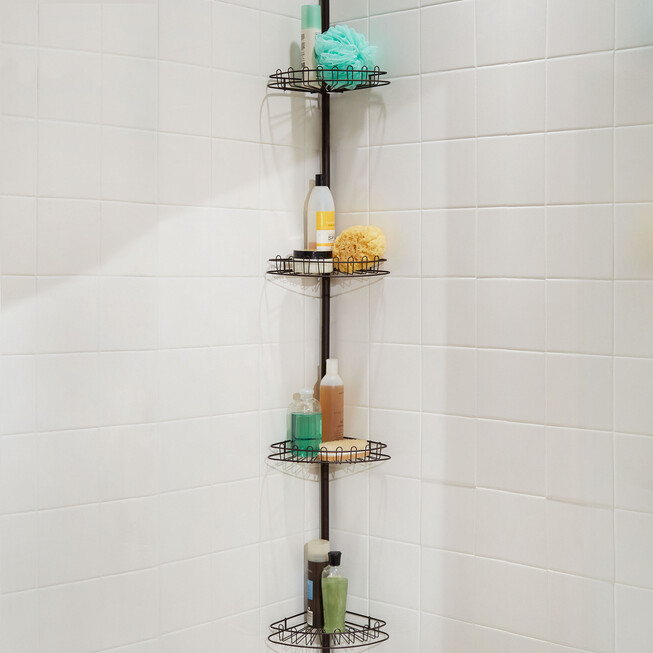 4 Layer Bath Bathroom Shower Caddy Corner Storage Rack Wall Shelf Pole  Organizer