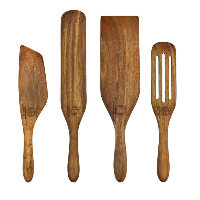 Mad Hungry 4-Piece Acacia Spurtles with Silicone Handles 