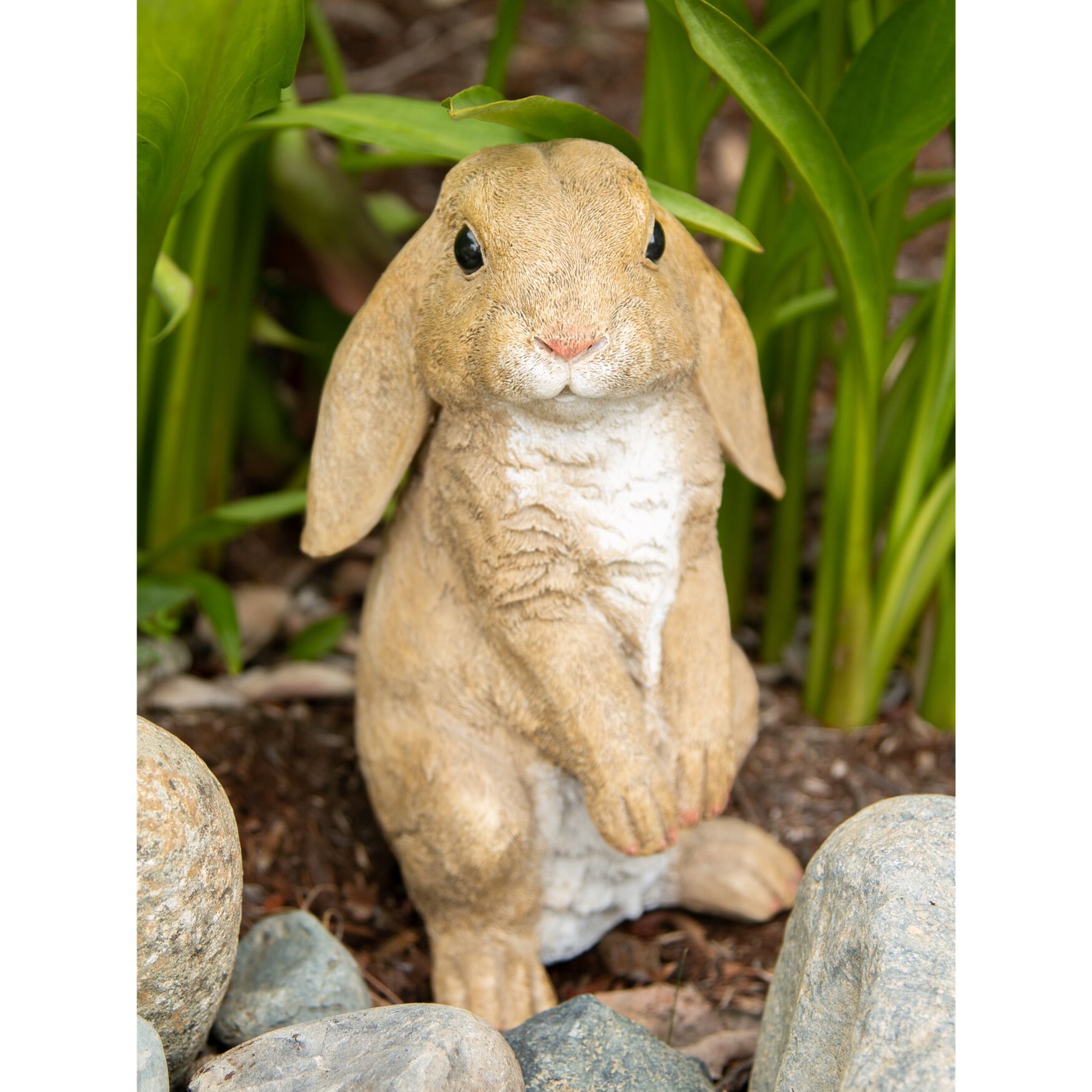 Simple Curious Rabbit Garden Statue, Brown | Brylane Home