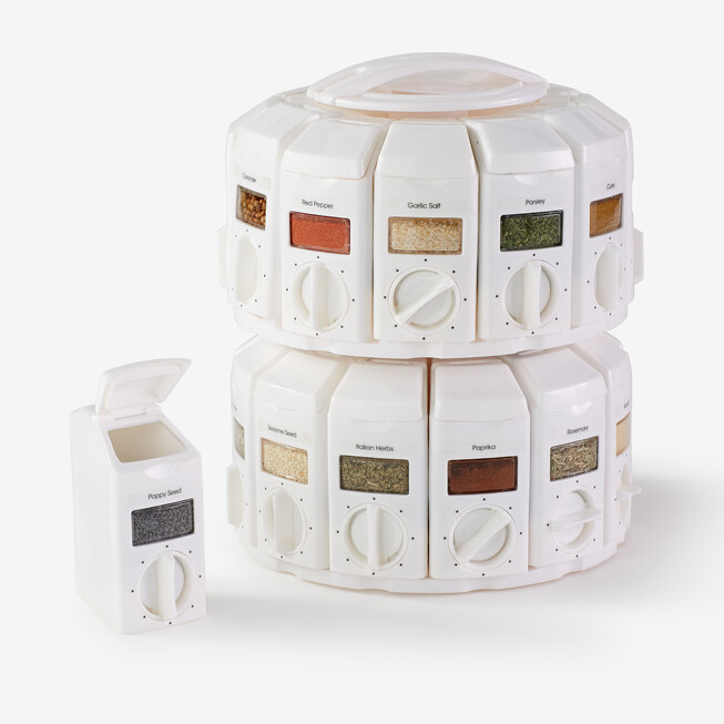 KitchenArt Select-A-Spice Plastic Auto-Measure Carousel Professional  Series, White