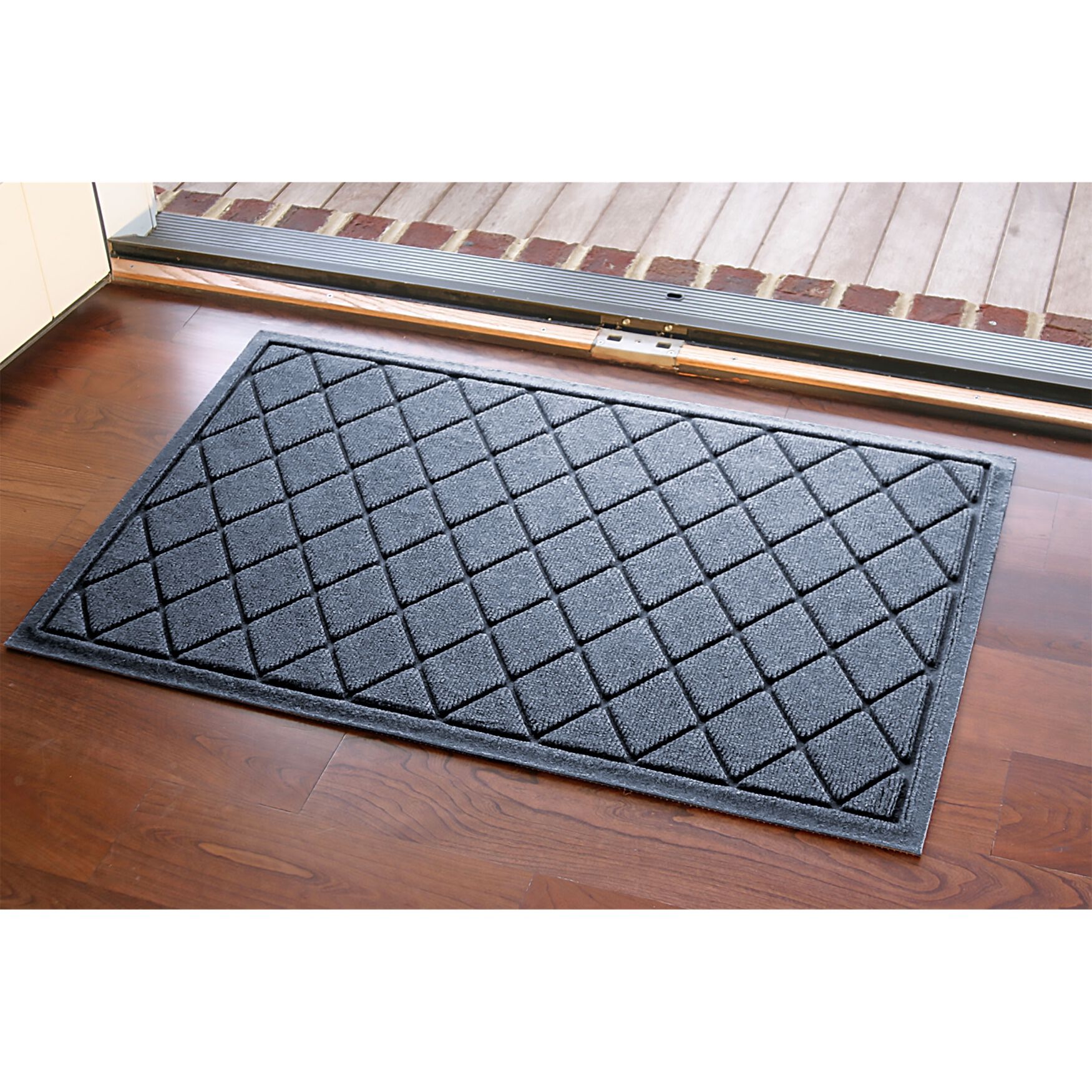 AquaShield Argyle Rubber Doormat, 20377500023, Medium Gray