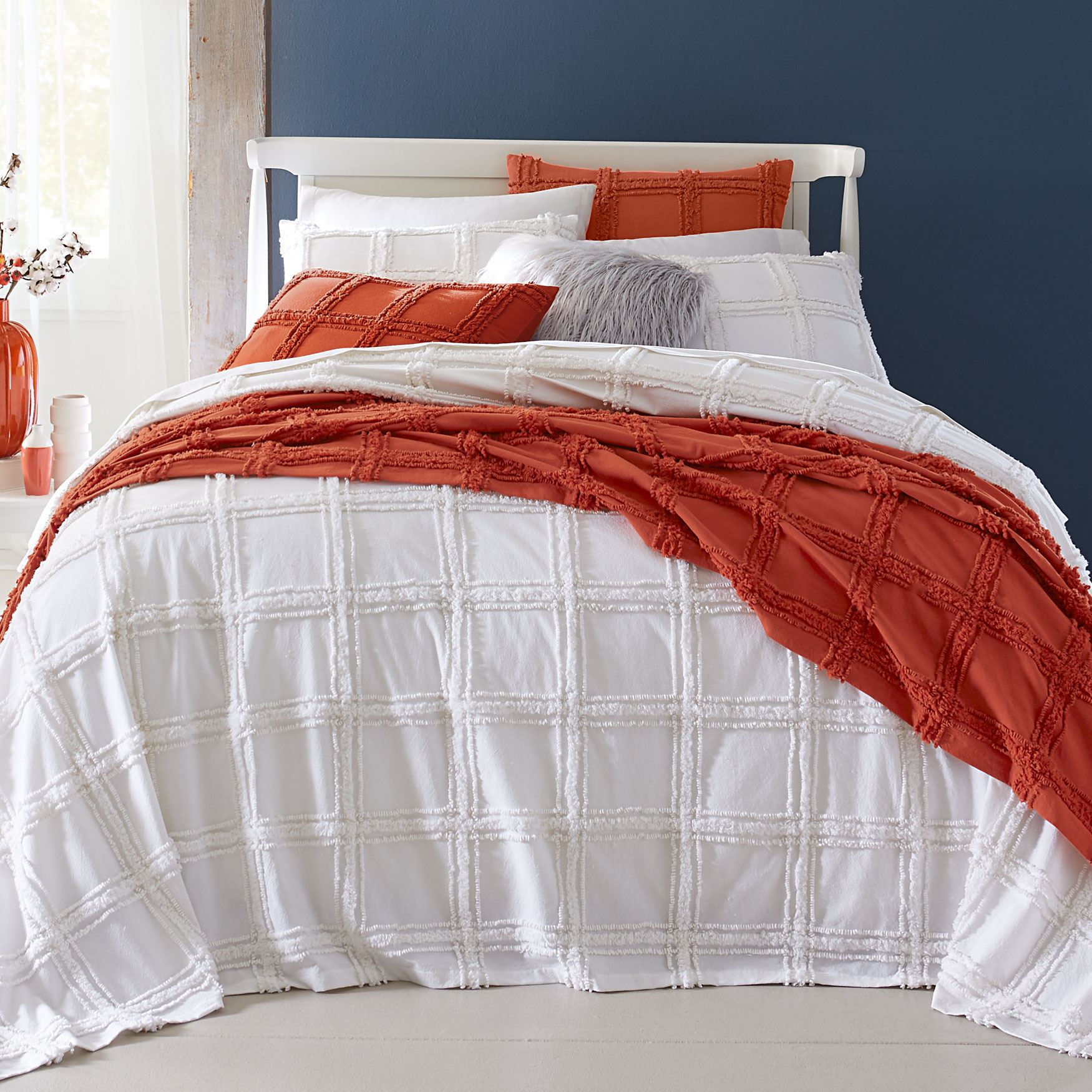 Window Pane Chenille Bedspread Collection Bedding Collections  Brylane Home