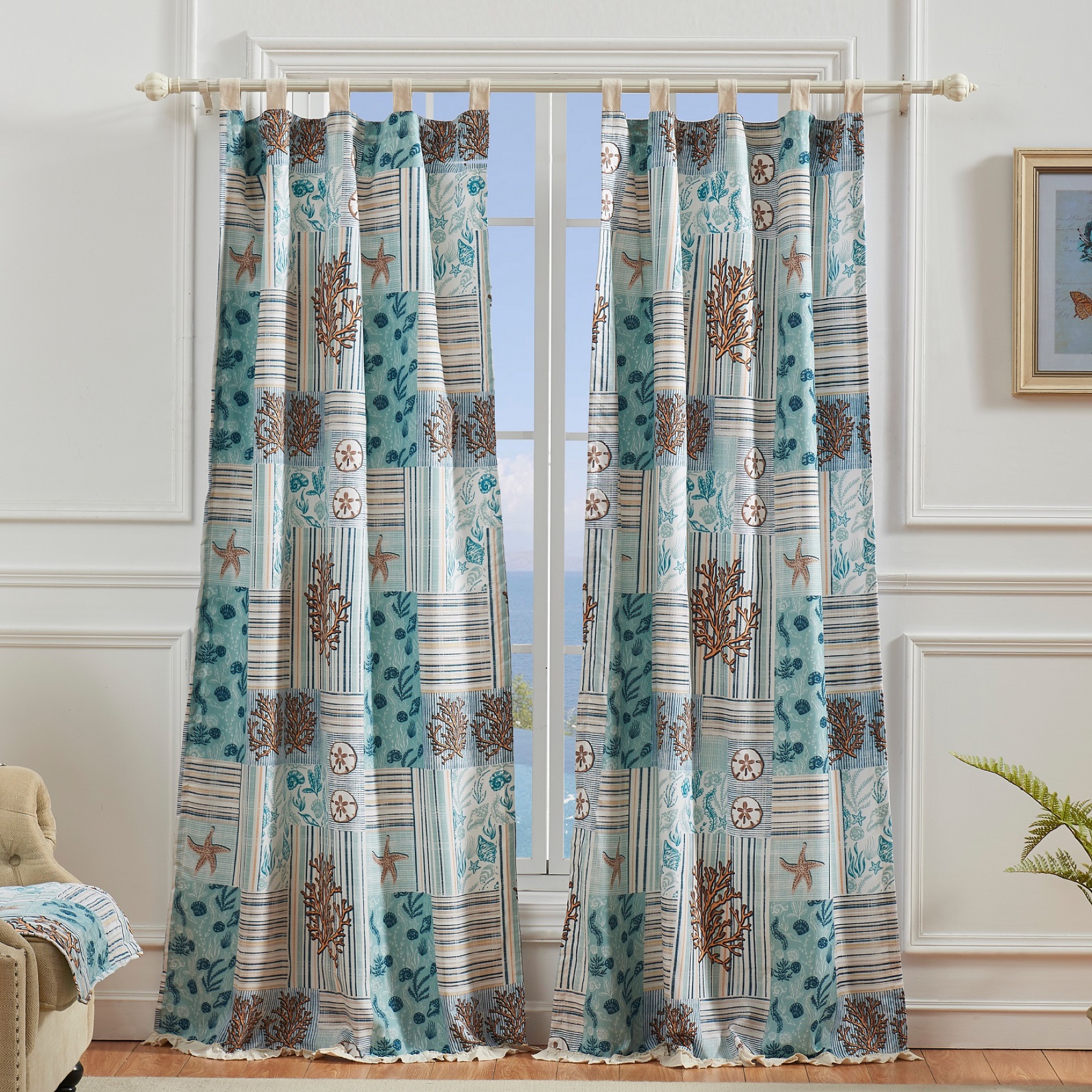 Key West Seafoam Curtain Panel Pair Brylane Home