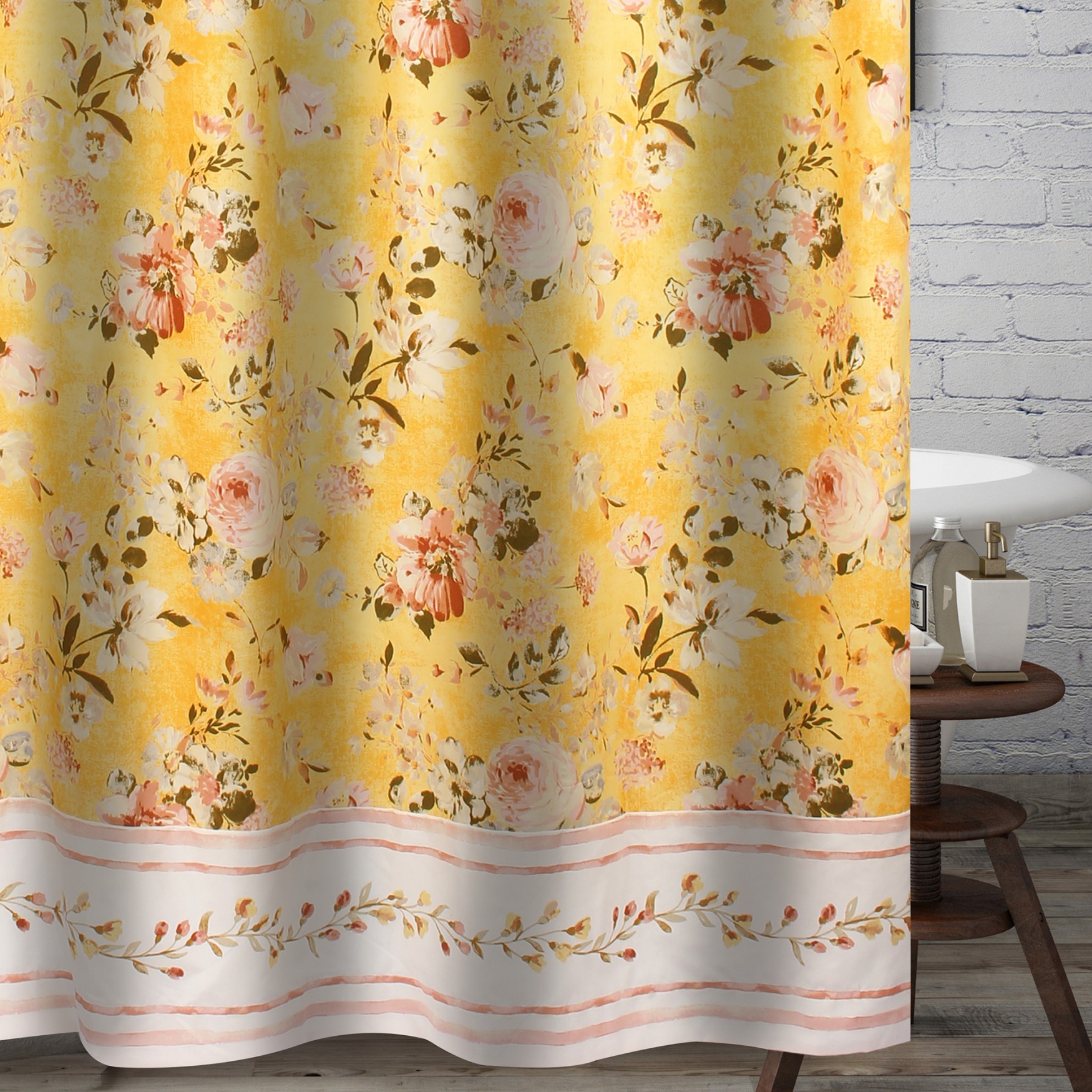 Finley Yellow Bath Shower Curtain Brylane Home