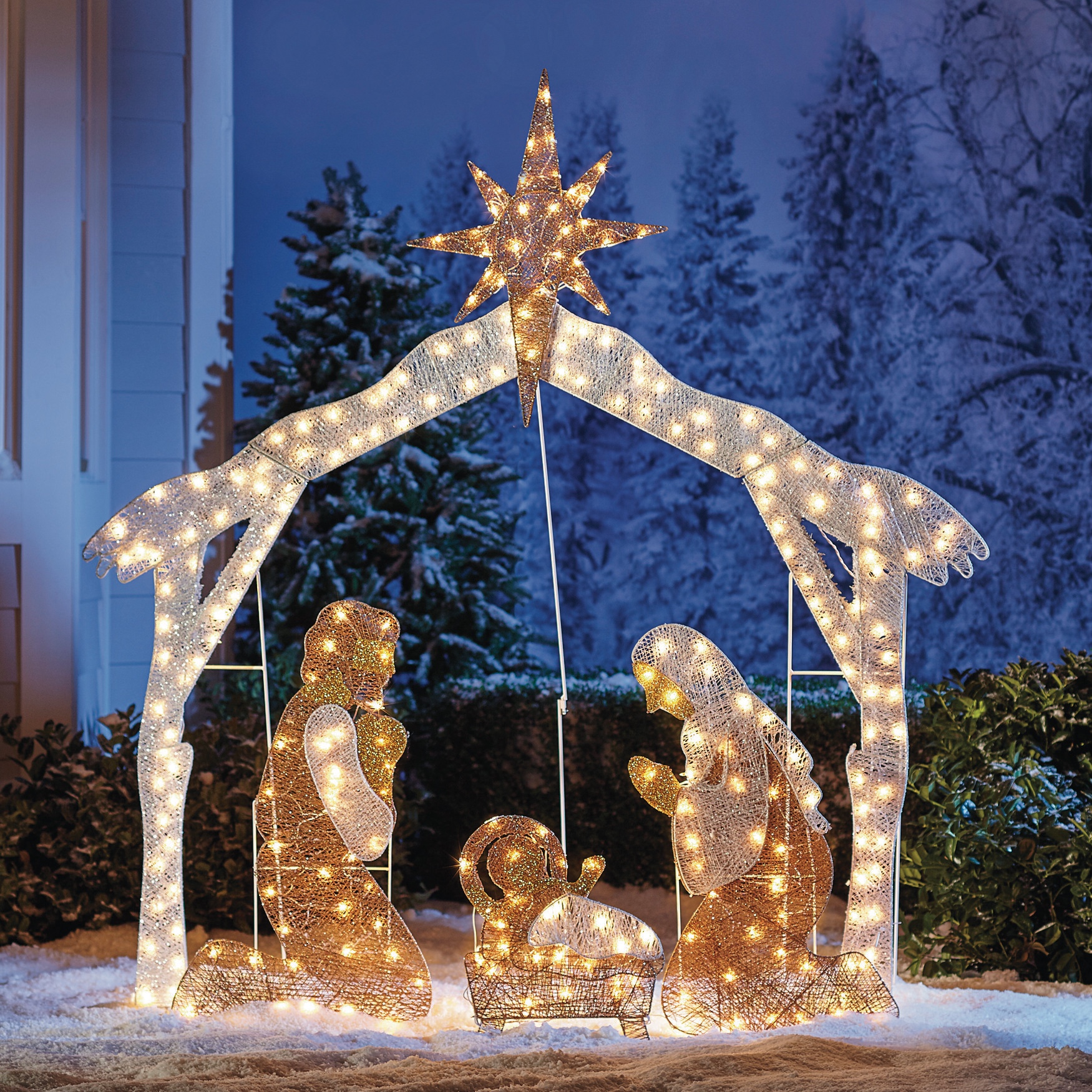 Crystal Splendor Outdoor Nativity Scene | Outdoor Christmas Lighted ...