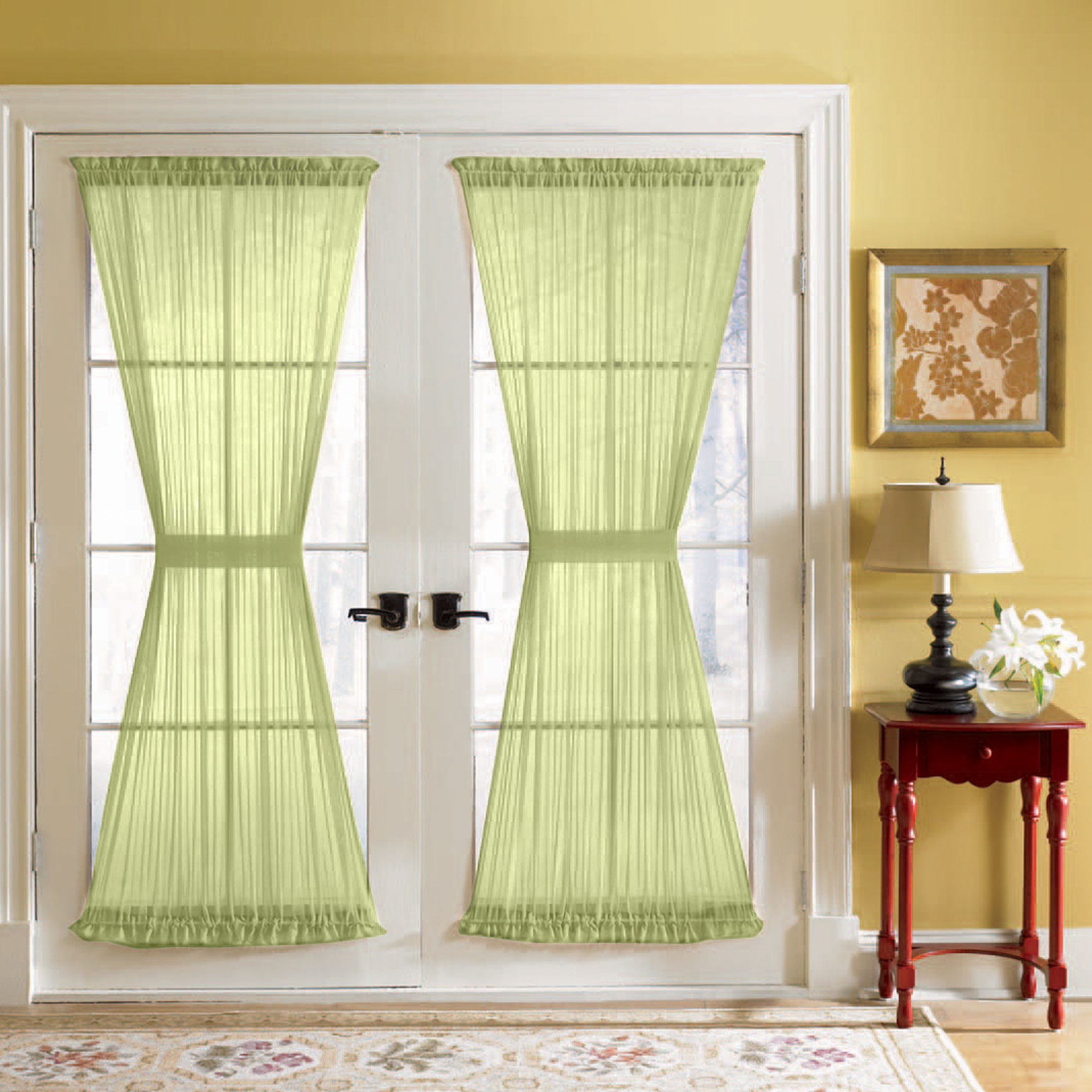 BH Studio Sheer Voile Door Panel With Tiebacks| Sheer Curtains