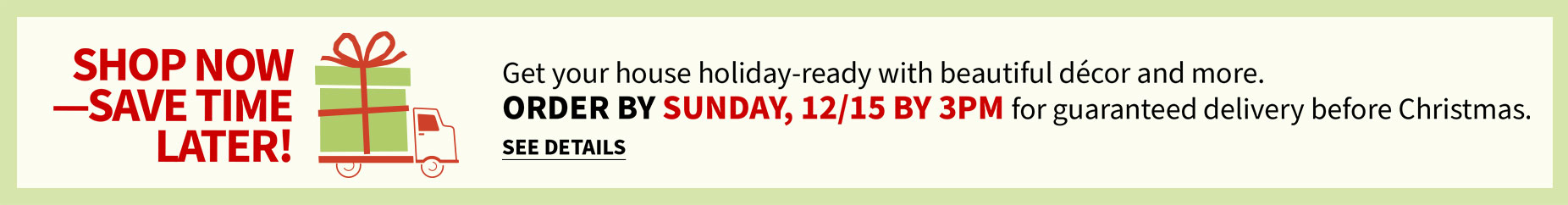 Holiday Tip: Shop Early - Don't miss Your chance! We are in stock and ready to ship. Get It In Time